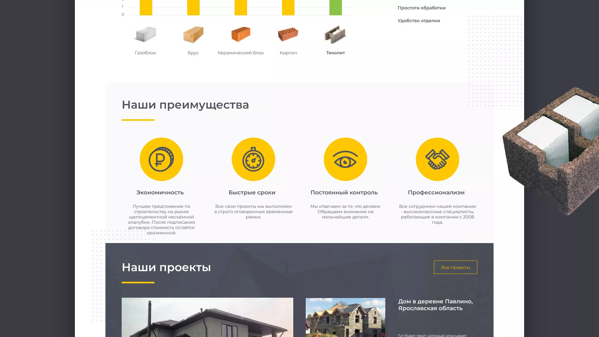 Создание сайта для строительной компании «ЭКОДОМ» в Ломоносове